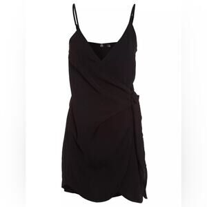 NWT MISSGUIDED Black Strappy Wrap Tie Waist Mini Shift Dress‎